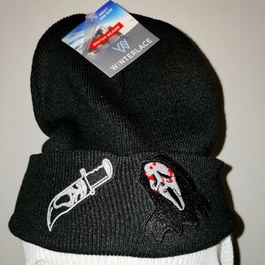 Halloween Black Beanie with Scream Theme
